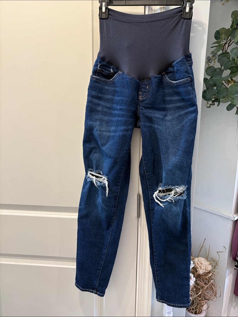 Old Navy Dark Blue Maternity Ripped Jeans Jeggings